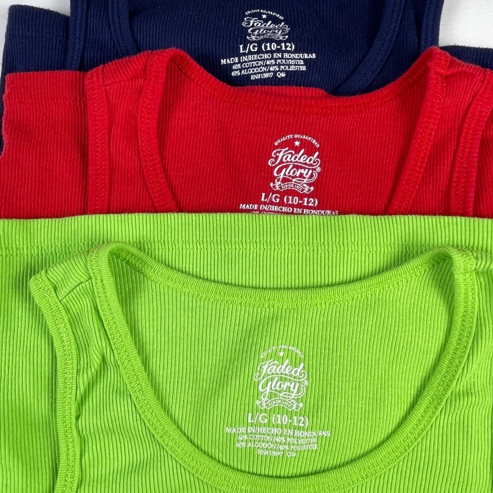 Girls 10/12 Ribbed Tank Tops 6 Pack Wonder Nation Faded Glory Colorful - Picture 4 of 9